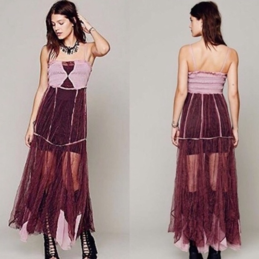 VERY RARE Free People Raw Tulle Maxi Slip